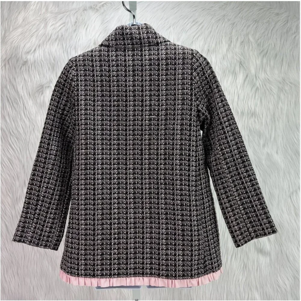 Kate Spade Kids Tweed Jacket Ruffle Trim‎ Double Breasted Dressy Preppy Classic